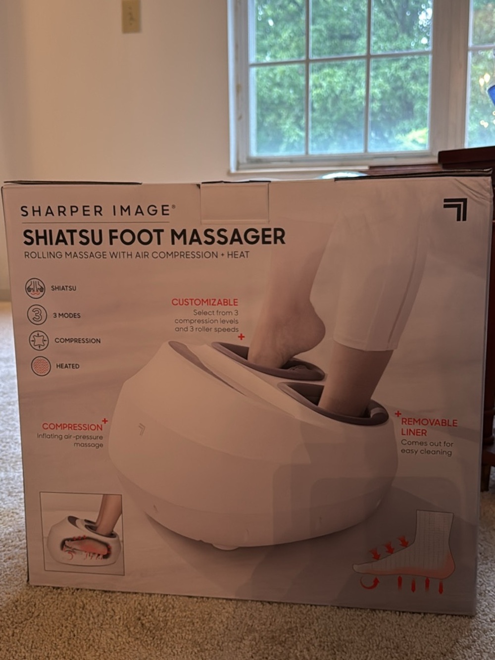 Sharper Image White Shiatsu Foot Massager with Air Compression & Heat